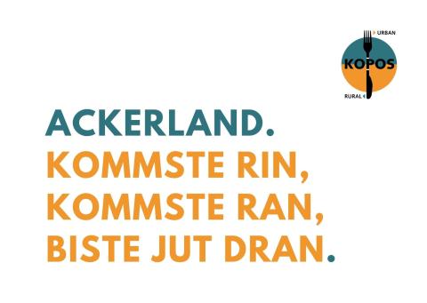 Postkarte: Ackerland. Kommste rin, kommste ran, biste jut dran.