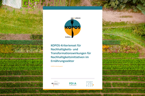 Cover KOPOS-Kriterienset für Nachhaltigkeits- und Transformationswirkungen für Nachhaltigkeitsinitiativen im Ernährungssektor